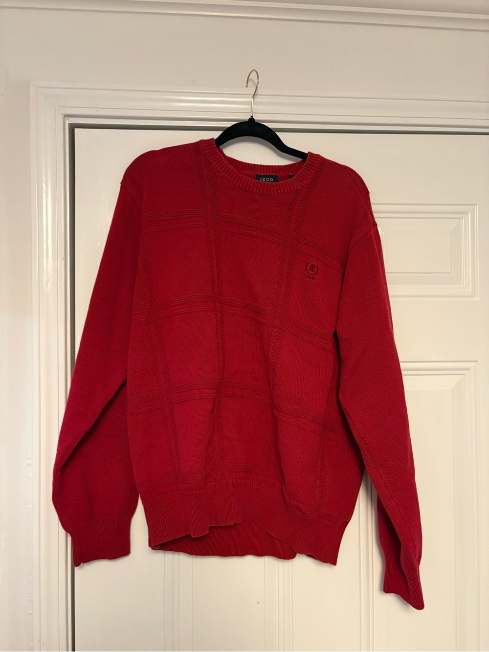 Izod Women's Red Textured Crewneck Sweater